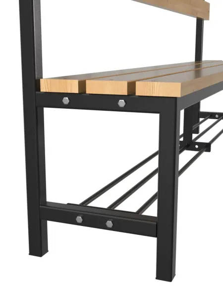 Скамейка для раздевалки c вешалкой односторонняя разборная с полкой для обуви