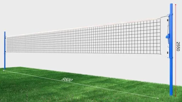 Волейбольная сетка с универсальными стойками, диаметр нити 3 мм, диаметр троса 6 мм