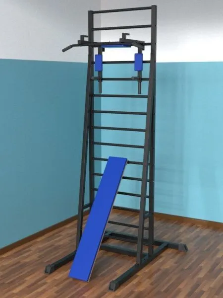 Шведская стенка разборная напольная с брусьями 3 в 1 и доской (тип 3)