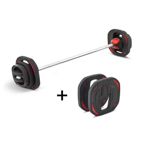 Памп-штанга для аэробики 19,8 кг c двумя дополнительными дисками по 10 кг REBEL