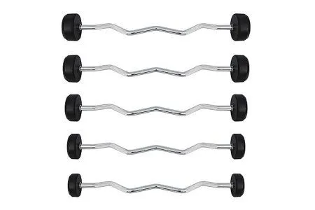 Комплект изогнутых фиксированных штанг, обрезиненных 5 шт  от 25 до 45кг