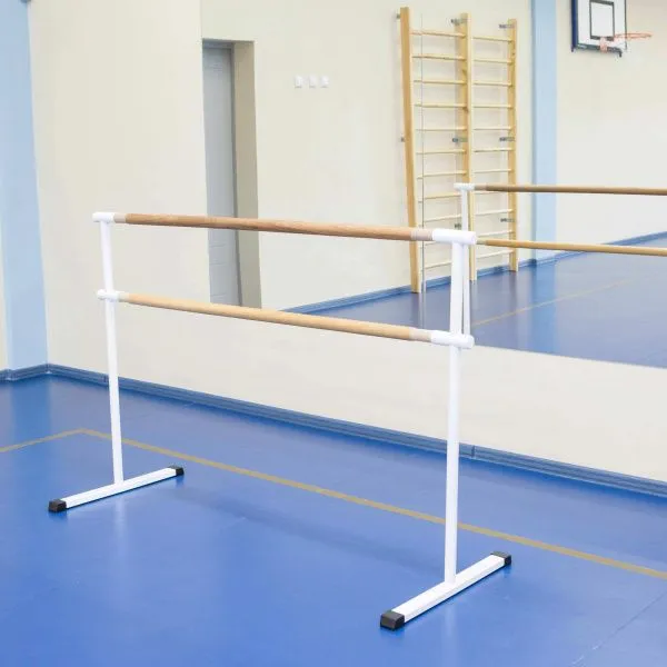 Станок хореографический напольный мобильный двухрядный 2 м (перекладина D-40 мм береза)