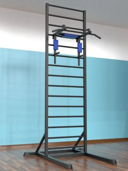 Шведская стенка цельносварная напольная с брусьями 3 в 1 (тип 1)