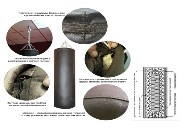 Боксёрский мешок профессиональный кожа 95-110 кг