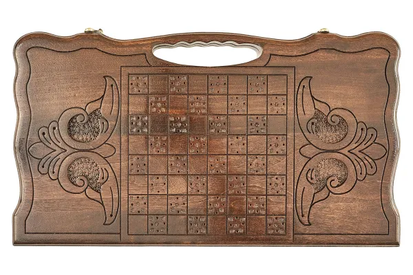 Нарды резные "Лев" с ручкой 50, Haleyan