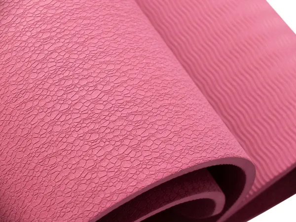 Коврик для йоги и фитнеса 185 х 80 см толщина 8 мм TPE бордовый
