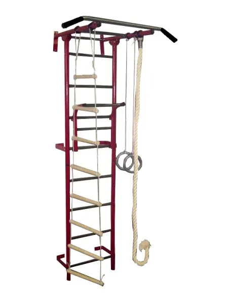 Спортивный комплекс Крепыш Г-образный Пристенный-1 (Бордовый/Металл/Хром)