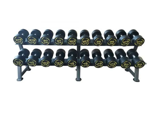 Комплект полиуретановых гантелей 27,5-50кг (10пар) со стойкой