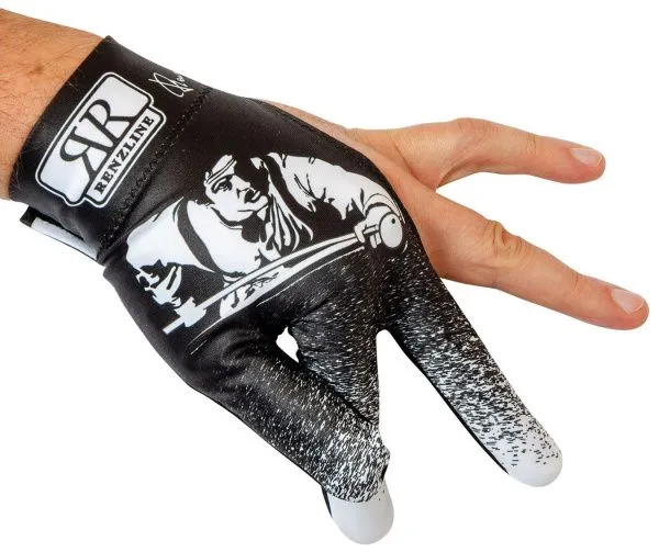 Перчатка для бильярда на левую руку черно-белая серия Renzline коллекция Renzo Longoni Player