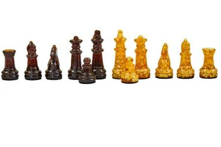 Шахматные фигуры из янтаря мини для доски 25*25 из янтаря