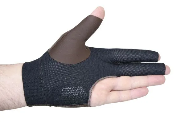 Перчатка бильярдная «Ball Teck 3» (черно-коричневая, вставка замша), защита от скольжения