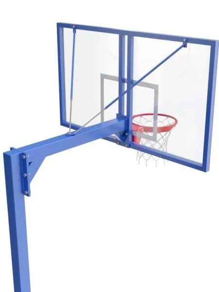 Баскетбольная стойка разборная одноопорная с проф. щитом 1800х1050 мм из оргстекла 15 мм и массовым кольцом