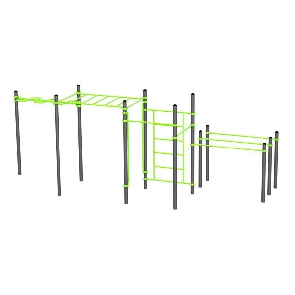 W229 Воркаут (рукоход змеевик и клас., швед стенка, 2 перекладины, брусья двойные) ZAVODSPORTA