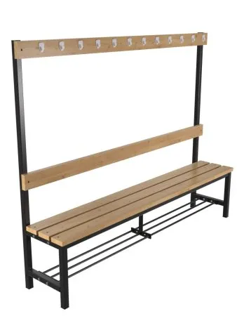 Скамейка для раздевалки c вешалкой односторонняя разборная с полкой для обуви