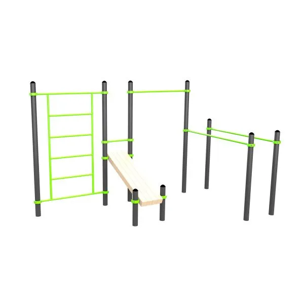 W301 Воркаут (брусья, турник, шведская стенка и наклонная скамья для пресса) ZAVODSPORTA