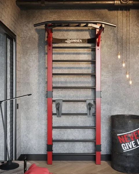 Профессиональная шведская стенка с брусьями и турником Domsen Fitness Ds46 RED