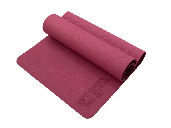 Коврик для йоги и фитнеса 185 х 80 см толщина 8 мм TPE бордовый
