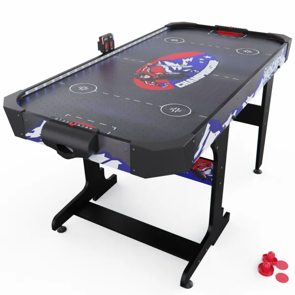 Игровой стол – аэрохоккей с подсветкой DFC Championship 53" 135 х 65 см, складной, черный