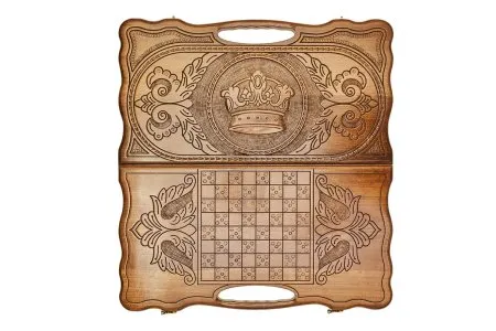 Нарды резные "Корона" с ручкой, Haleyan