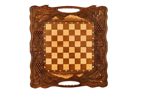 Шахматы + нарды резные "Неркени" 60, с ручкой, Haleyan