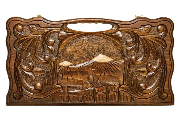 Нарды резные "Арарат и Хорвирап 3" с ручкой 60, Haleyan