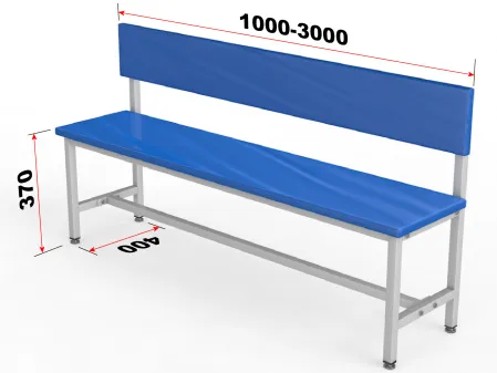 Скамейка для раздевалки со спинкой, мягкая
