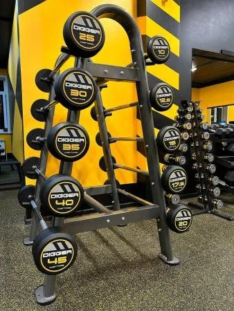 Комплект прямых фиксированных обрезиненных штанг 5 шт от 10 до 20кг