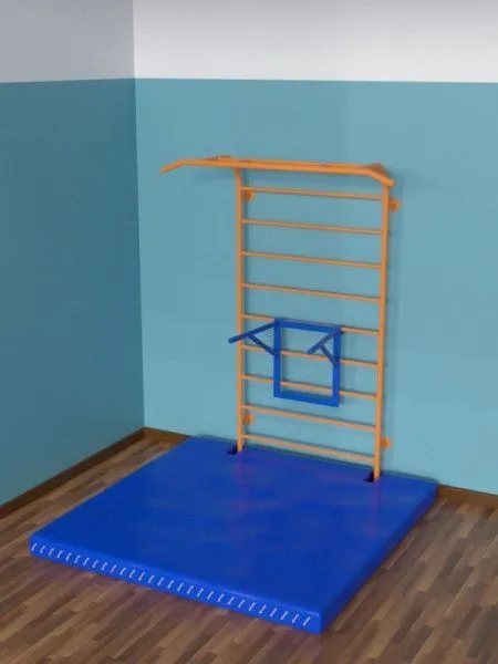 Шведская стенка с встроенным турником, брусьями и матом (детская)