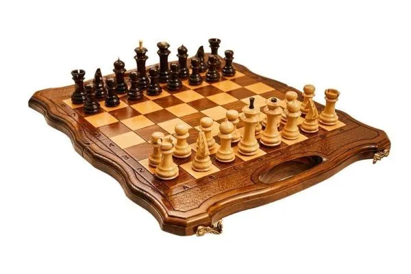 Шахматы + нарды резные 40 с ручкой, Haleyan