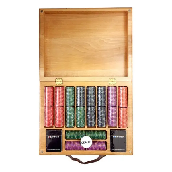 Набор для покера Luxury Ceramic на 500 фишек в кейсе из бука, Partida