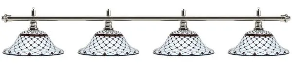 Лампа на четыре плафона «Memory» (серебристая штанга, черно-белый плафон D44см)