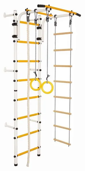 Шведская стенка Юный Атлет Пристенный (белый/желтый)