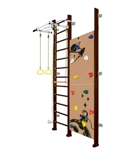 Шведская стенка Kampfer Jungle Wall Boy (№5 Шоколадный Высота 3 м белый антик турник)