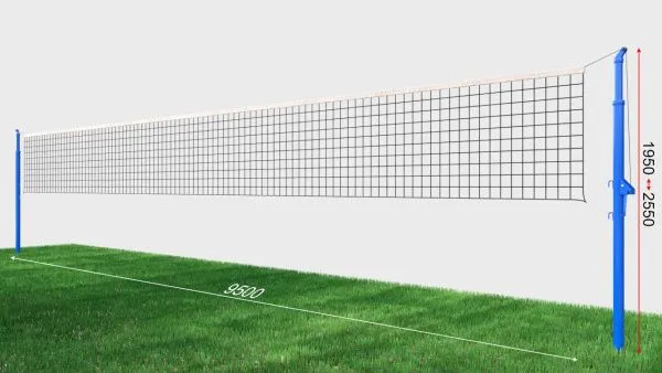 Волейбольная сетка с телескопическими стойками, диаметр: нити 3 мм