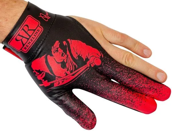 Перчатка для кия черно-красная на левую руку серия Renzline коллекция Renzo Longoni Player