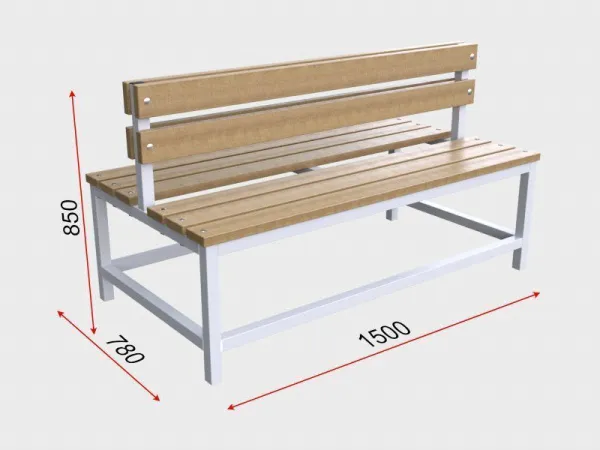 Скамейка для раздевалки со спинкой двухсторонняя
