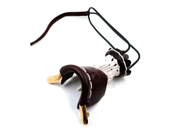 Комплект луз с выкатом RU-M3, скоба - латунь (лен, коричневая кожа)