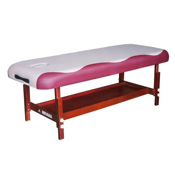 Массажный стационарный стол DFC NIRVANA, SUPERIOR, дерев. коричн. ножки, 1 секция, цвет беж.с вин.