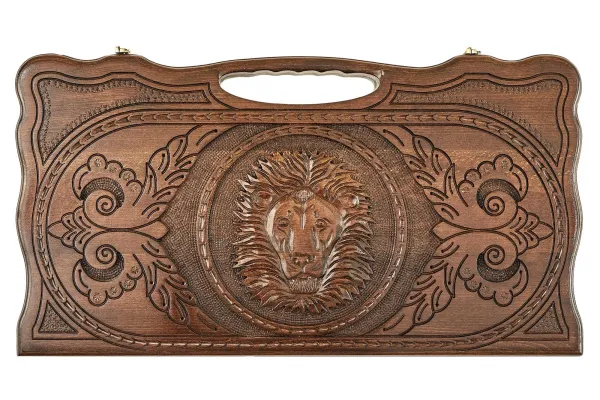 Нарды резные "Лев 2" с ручкой 60, Haleyan