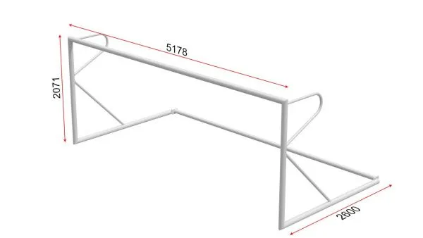 Футбольные ворота с креплением к земле, 5х2 м, с раскосом, по ГОСТу тип 3