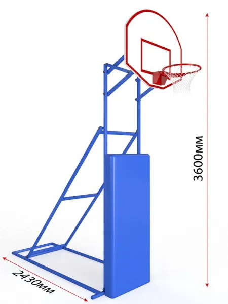 Мобильная стритбольная стойка с щитом из фанеры с регулировкой высоты 