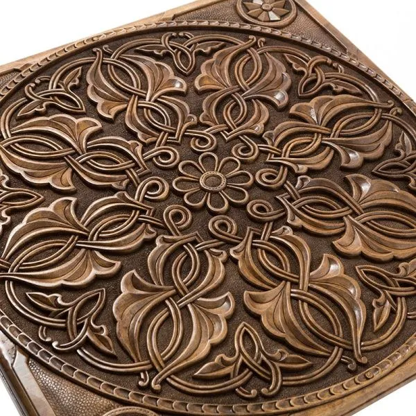 Нарды резные "Орнамент" с цельным рисунком, Haleyan