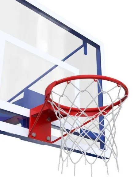 Баскетбольная стойка одноопорная разборная (со съёмной закладной) с трен. щитом 1200х900 мм из оргстекла 10 мм и усиленным кольцом 