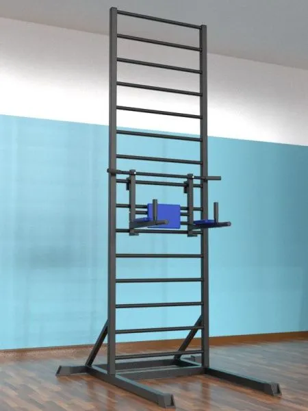 Шведская стенка цельносварная напольная с брусьями 3 в 1 (тип 1)