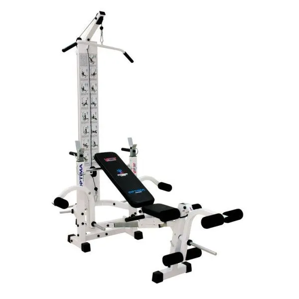 Универсальный тренажер ОПТИМА с гантелями 20 кг и штангой 75 кг