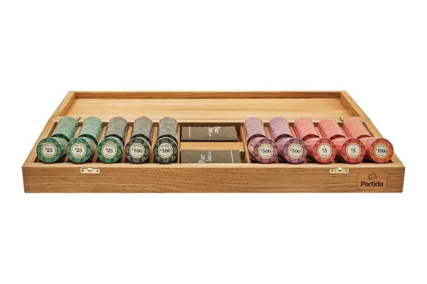 Набор для покера Luxury Ceramic на 500 фишек в дубовом кейсе, Partida