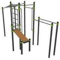 W337 Воркаут (рукоход, швед. стенка, 2 переклад., переклад. верт., накл. скамья, брусья) ZAVODSPORTA