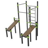 W321 Воркаут (3 турника, шведская стенка, 2 наклонные скамьи) ZAVODSPORTA