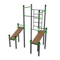 W221 Воркаут (3 турника, шведская стенка, 2 наклонные скамьи) ZAVODSPORTA