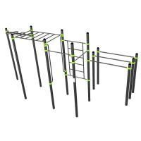 W329 Воркаут (рукоход змеевик и клас., швед стенка, 2 перекладины, брусья двойные) ZAVODSPORTA